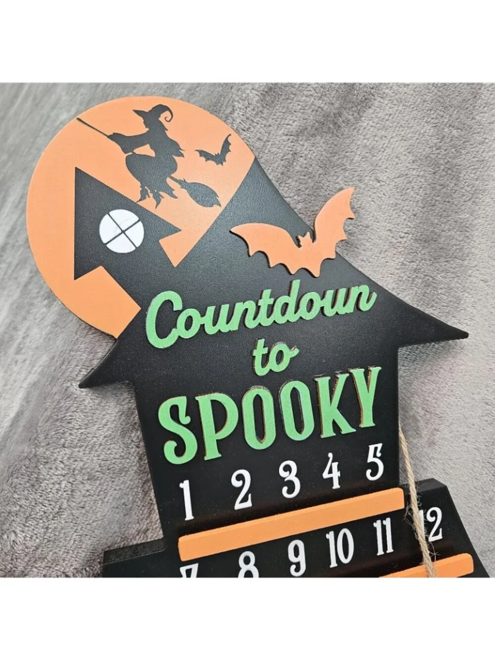 Halloween Countdown Calendar New Moveable Ghost Black Orange Frame Stand Wood